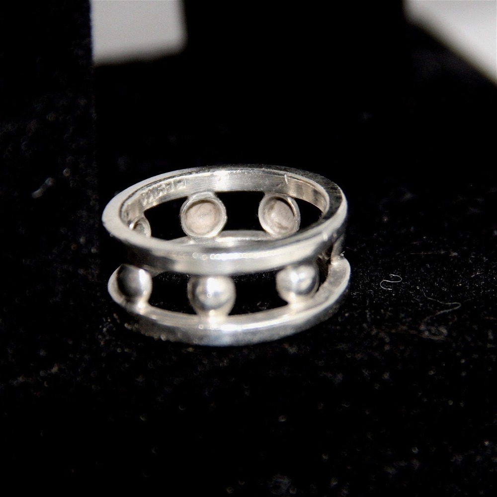 Taxco Sterling Silver 925 Bead Double Rail Band Ring Size 10.5 Mexico Modernist - Picture 1 of 7